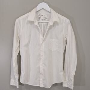 Frank and Eileen Barry Blouse Crinkle White Cotton Quiet Luxury *Flawed - Size S